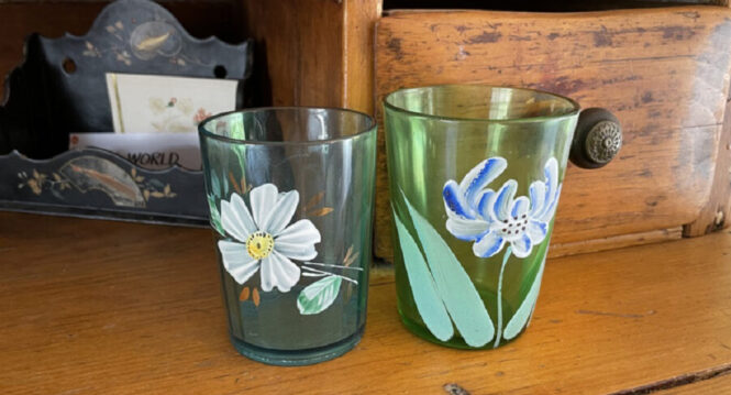 Victorian hand painted tumblers