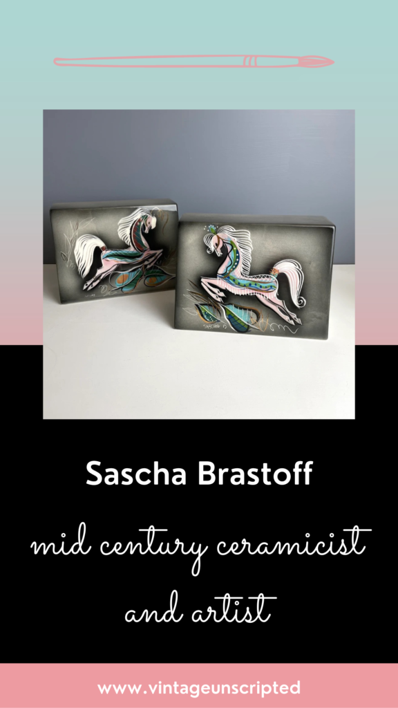 Mid Century Sascha Brastoff Pottery Large Compote Earthtone