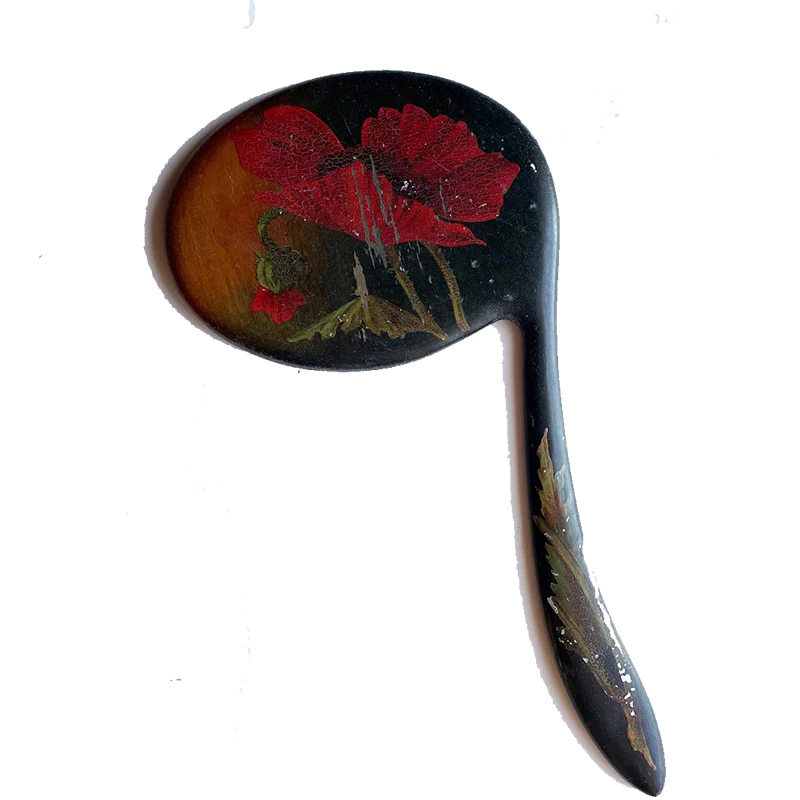 Antique hand-painted hand mirror (c 1890s)