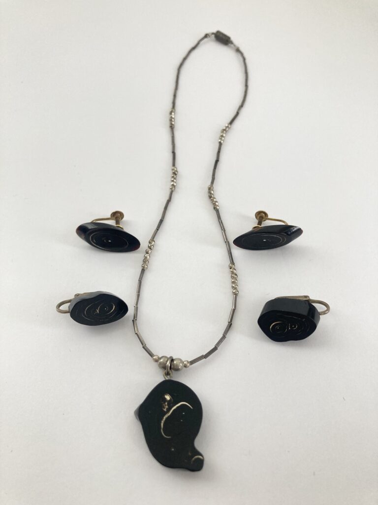 Black Coral Earrings and Necklace