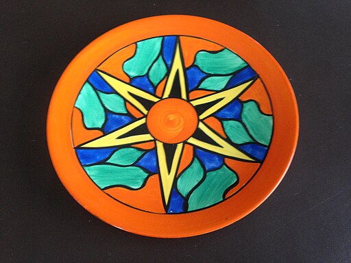 Clarice Cliff plate in the Double V pattern.