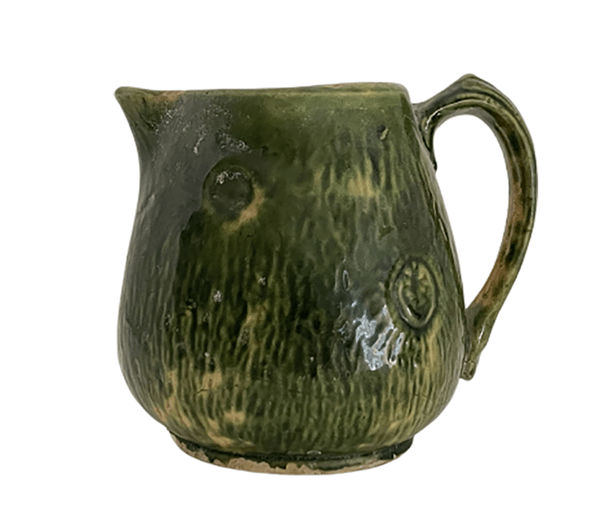 antique 1900s green glazed yellowware pitcher 