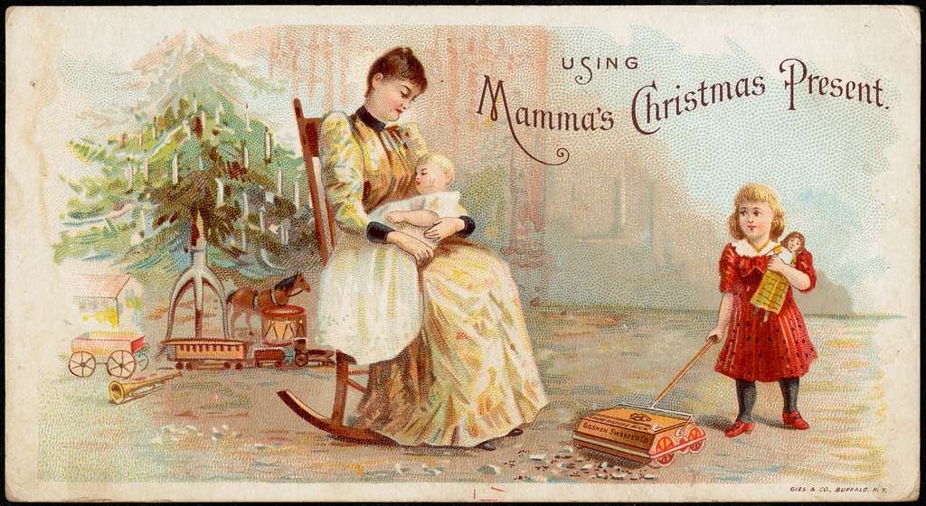 Using Mamma's Christmas present. Date: ca. 1870–1900. Sourced from Digital Commonwealth website.